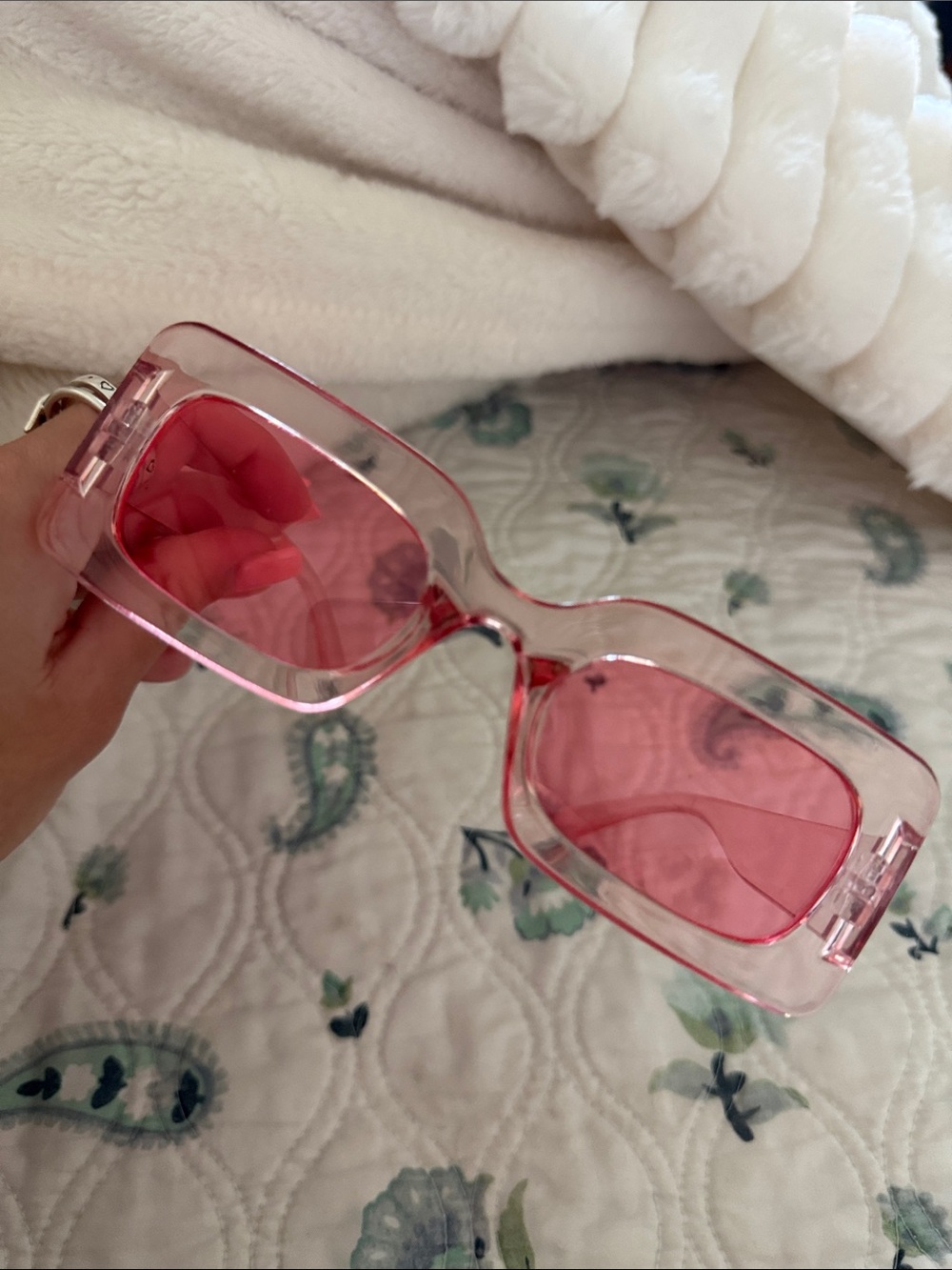 Pink Rectangular Fashion Sunglasses - Women Accessories